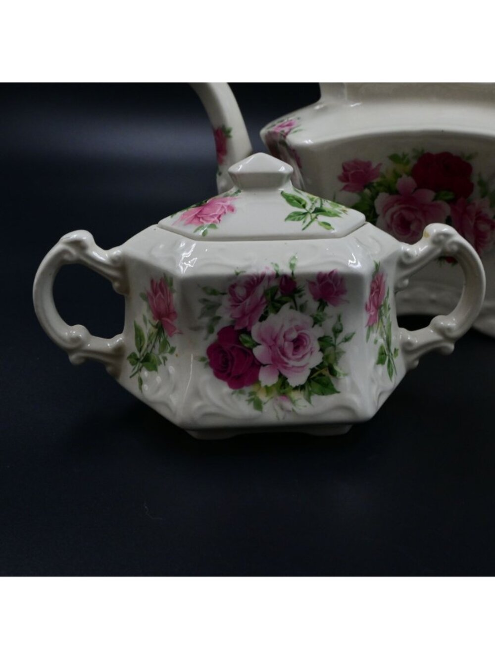 Crowne Oakes Designs New York Rose Tea Set - Teapot, Cream, Sugar Canisters - Picture 4 of 11